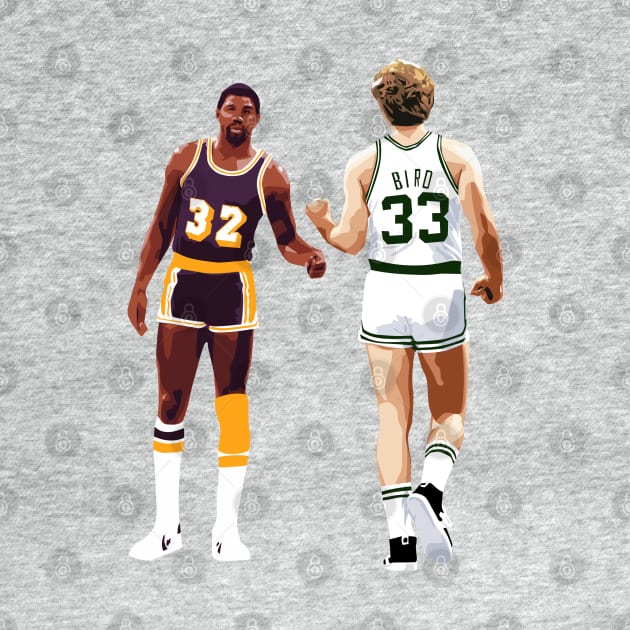 Larry Bird and Magic Johnson fist bump Qiangy by qiangdade